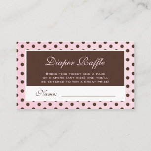 Pink and Brown Polka Dot Diaper Raffle Ticket Enclosure Card