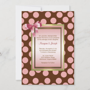 Pink and Brown Polka Dot Invitation Template