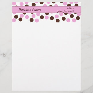 Pink and Brown Polka Dot Letterhead Design