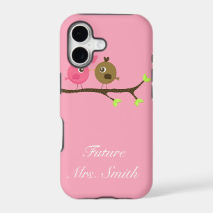 Pink and Brown Polka Dot Love Birds Future Mrs.