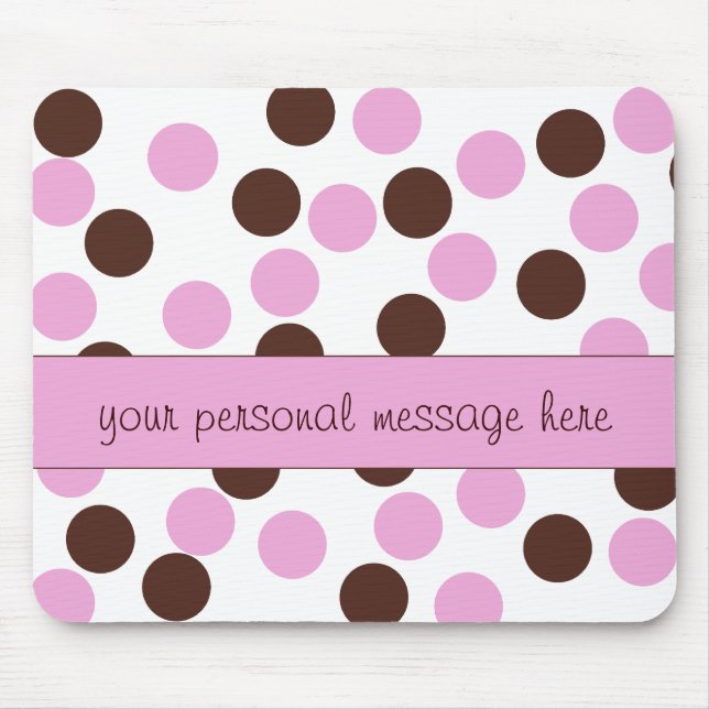 Pink and Brown Polka Dot Mouse Pad (Front)