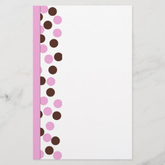 Pink and Brown Polka Dot Stationary Stationery