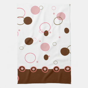 Pink and Brown Polka Dots Tea Towel