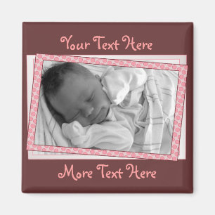 Pink and brown Polkadot Frame Magnet
