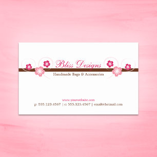 Pink and Brown Sakura Business Card