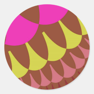 Pink and Brown Scales Classic Round Sticker