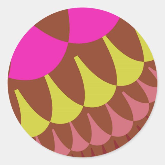 Pink and Brown Scales Classic Round Sticker (Front)