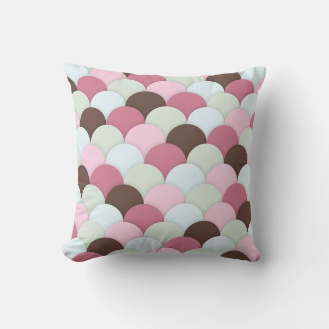 Pink and Brown Scallop Cushion (Front)