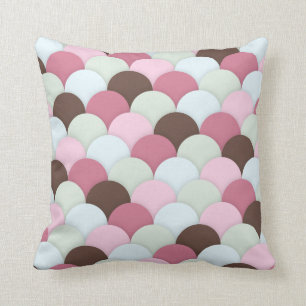 Pink and Brown Scallop Cushion