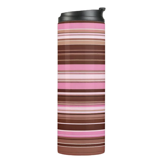 Pink and Brown Stripe Thermal Tumbler (Rotated Left)
