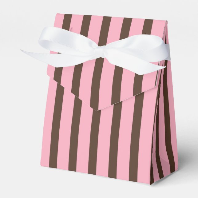 Pink and Brown Striped Favour Box (Front Side)