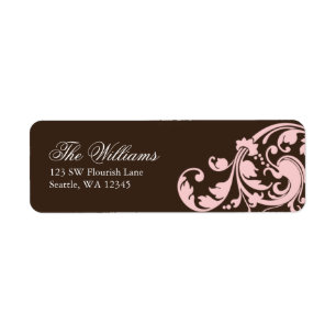 Pink and Brown Swirl Flourish Return Address