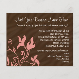 Pink and Brown Swirl Make-Up Artist or Salon Flyer