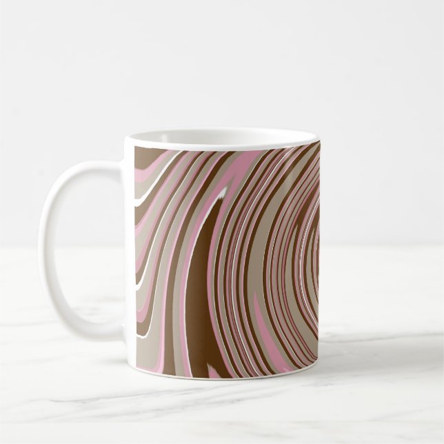 Pink and brown swirl pattern coffee mug (Left)