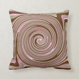 Pink and brown swirl pattern cushion