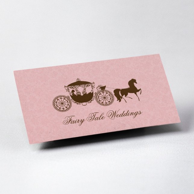 Pink And Brown Wedding Horse & Carriage Business Card (Creator Uploaded)