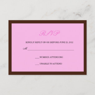 Pink and Brown Wedding RSVP Card