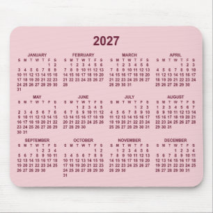 Pink and Burgundy 2027 Calendar Mouse Mat