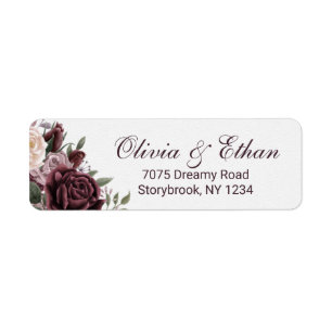 Pink and Burgundy Blooms on White