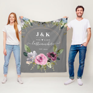 Pink and Burgundy Blush Custom Monogram Fleece Blanket