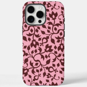 Pink and Burgundy Floral Vine Pattern iPhone 16 Pro Max Case