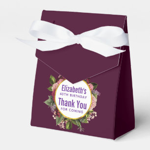 Pink and Burgundy Florals Birthday Thanks Favour Box