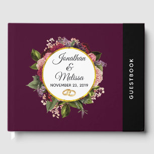 Pink and Burgundy Florals Wedding Guest Book