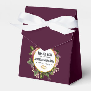 Pink and Burgundy Florals Wedding Thanks Favour Box