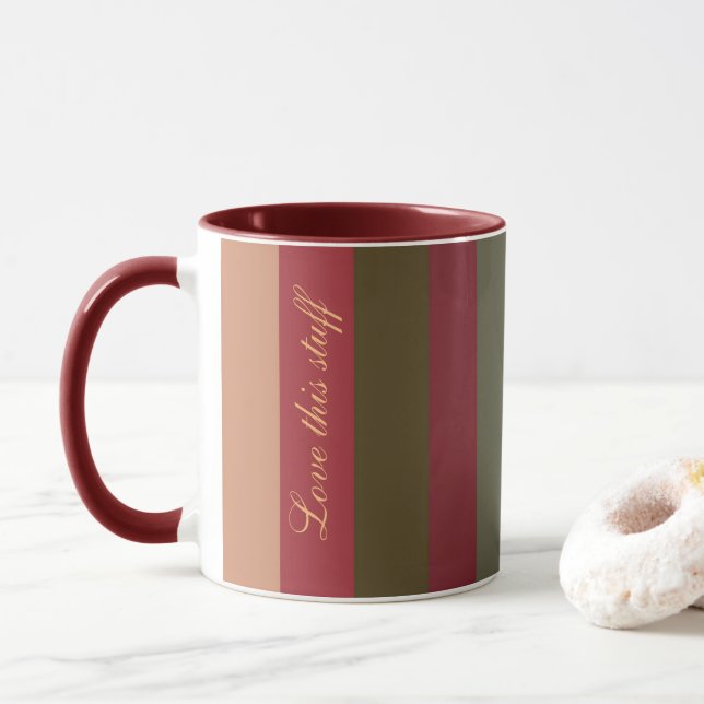 Pink and Burgundy Mug (With Donut)