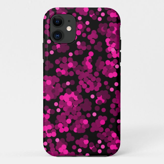 Pink and burgundy polka dot confetti pattern Case-Mate iPhone case (Back)