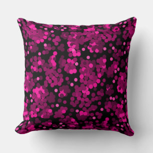 Pink and burgundy polka dot confetti pattern cushion