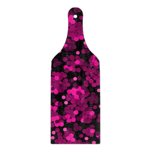 Pink and burgundy polka dot confetti pattern cutting board (Front)