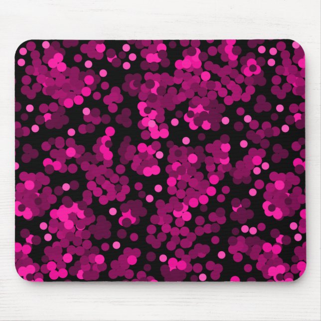 Pink and burgundy polka dot confetti pattern mouse mat (Front)
