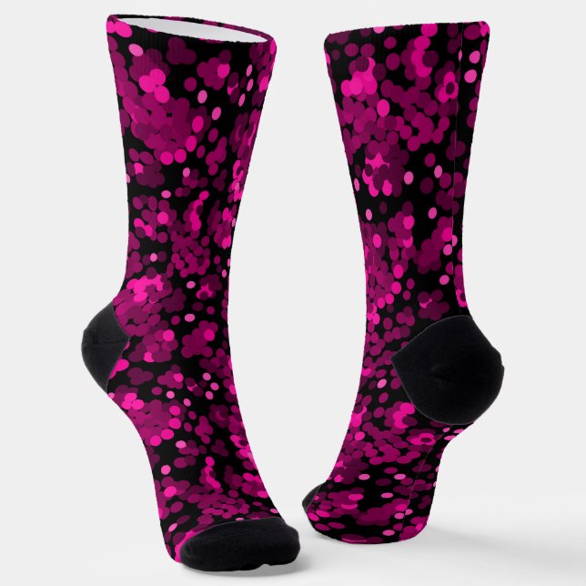 Pink and burgundy polka dot confetti pattern socks (Angled)