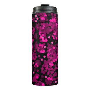 Pink and burgundy polka dot confetti pattern thermal tumbler