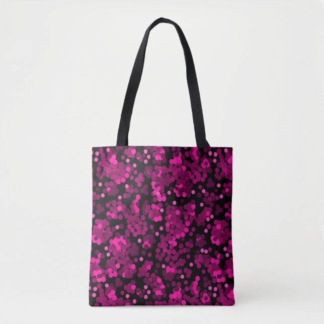 Pink and burgundy polka dot confetti pattern tote bag (Front)