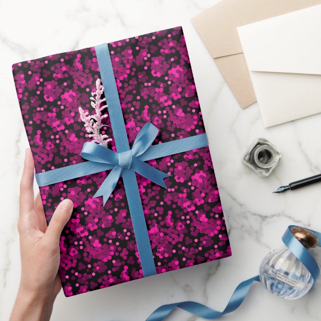 Pink and burgundy polka dot confetti pattern wrapping paper (Gifting)