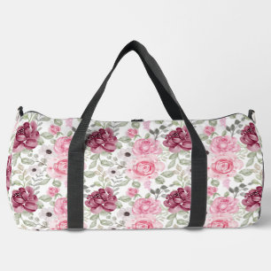 Pink and Burgundy Roses Duffle Bag