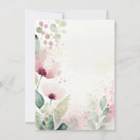 Pink and burgundy watercolor floral blank Wedding