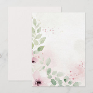 Pink and burgundy watercolor floral blank Wedding Invitation