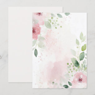 Pink and burgundy watercolor floral blank Wedding Invitation