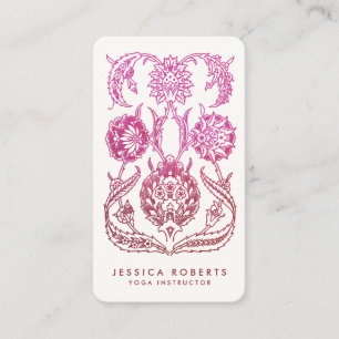 Pink and Burgundy Watercolor Ornamental Design Business Card