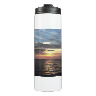Pink and Cerulean Blue Artistic Ocean Sunrise Thermal Tumbler