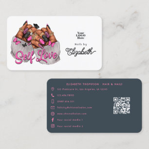 Pink and Charcoal Self-Love Salon Branding Business Card