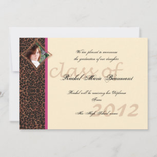 Pink and Cheetah Photo Graduation Announcement