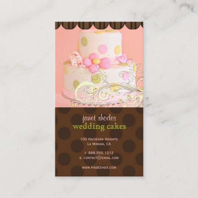 Pink and Chocolate Bakery/pâtisserie Business Card (Front)