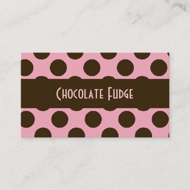 Pink and Chocolate Brown Business Card (Front)
