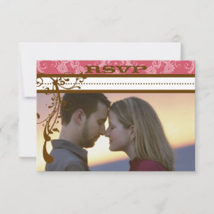 Pink and Chocolate Brown Chandelier RSVP Card