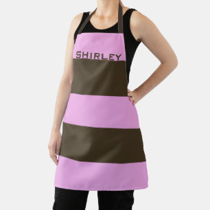 Pink and Chocolate Brown Wide Stripes by STaylor Apron