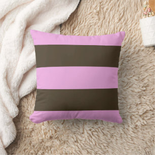 Pink and Chocolate Brown Wide Stripes by STaylor Cushion